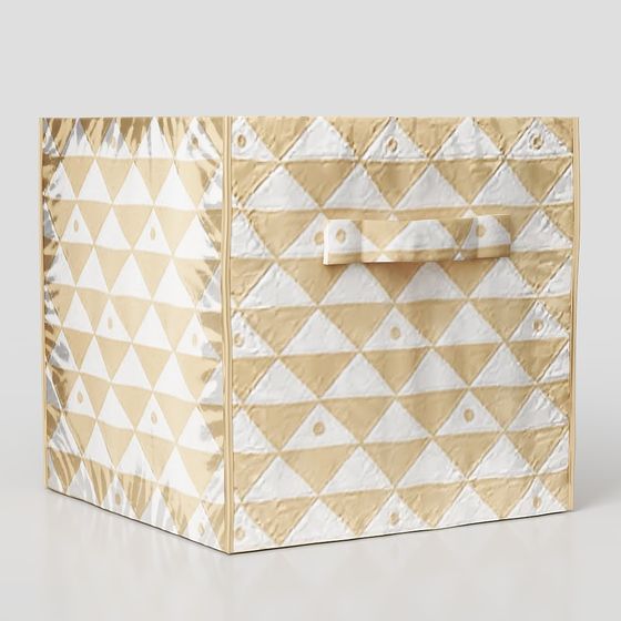 Elegant Gold Diamond Pattern Storage Box 3D model