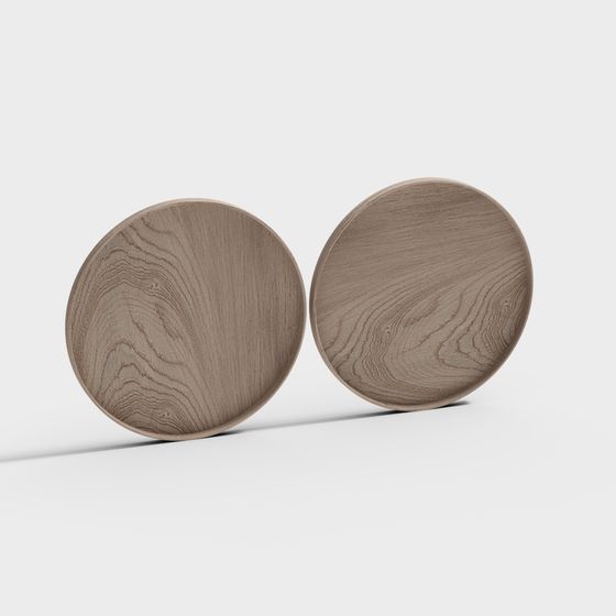 Round Wooden Plate 3D model
