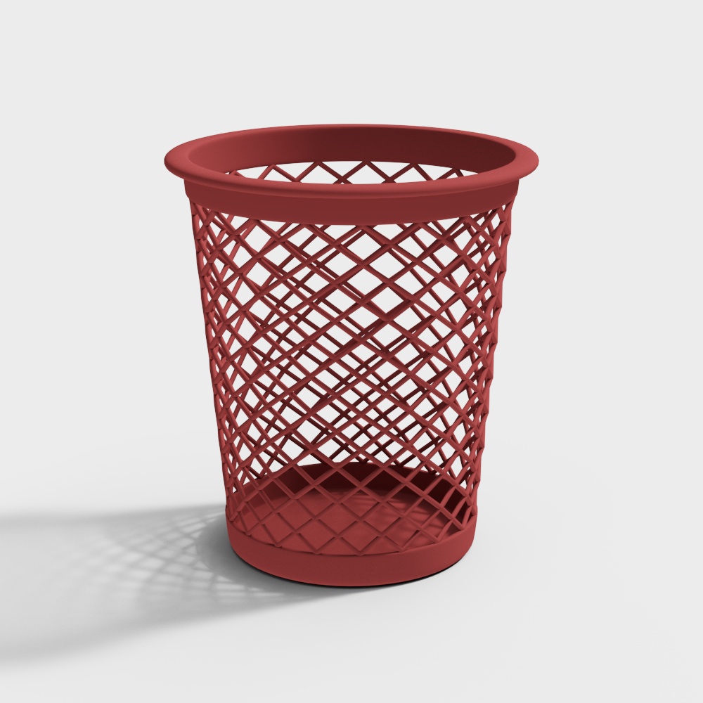 Red Hollow Trash Can