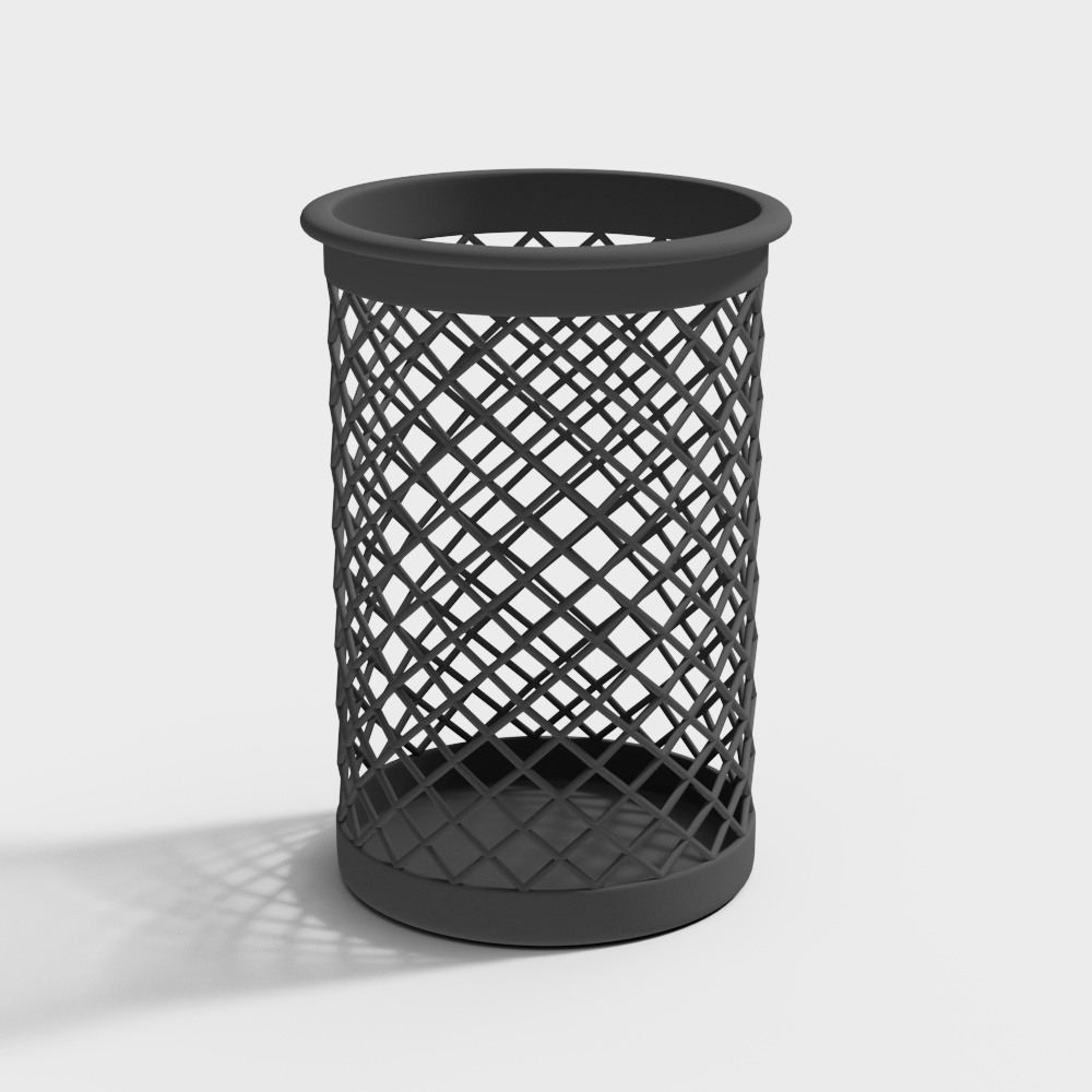 Black hollowed-out trash can