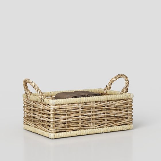 Rustic Wicker Basket 3D model