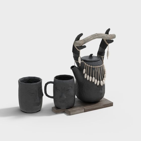 Nature's Elegance Teapot Set 3D Model