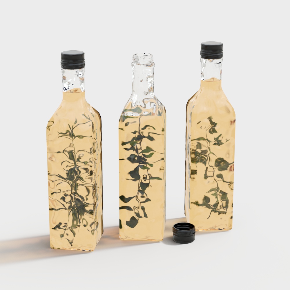 Glass Bottle Green Plant Ornament