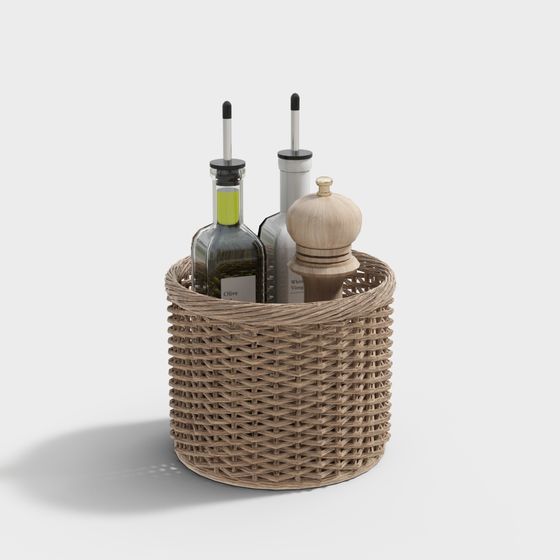 Low-Poly Woven Basket 3D model