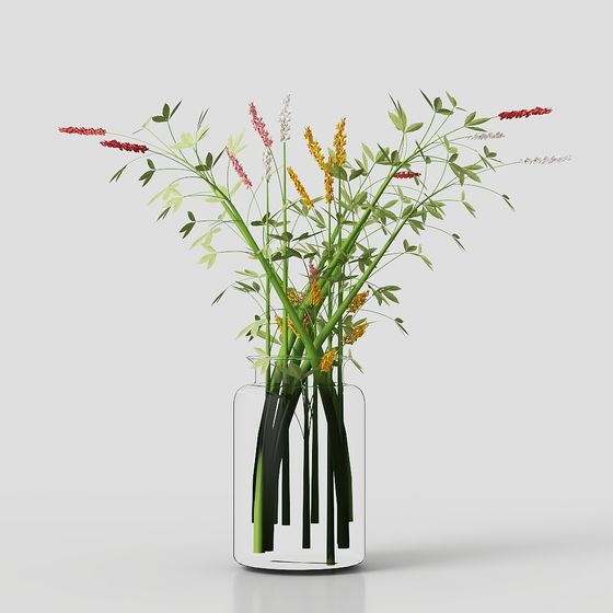 Realistic Glass Flower Vase 3D model