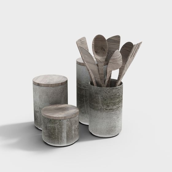 Concrete Storage Jar 3D model - Modern Minimalist Design