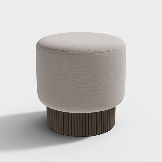 Beige Round Puff Stool 3D Model for Playful Spaces