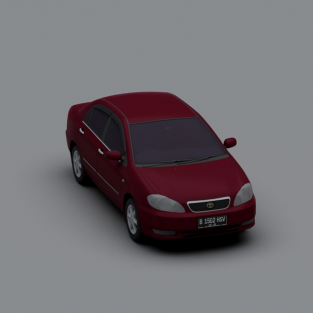 Elegant Red Sedan 3D Model