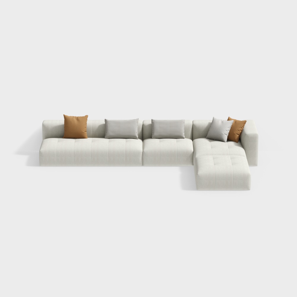 Ensemble complet de canapé moderne minimaliste · Série premium · CLJ-CX-2225 (Chaise longue, canapé trois places sans accoudoirs, module sans accoudoirs, pouf)