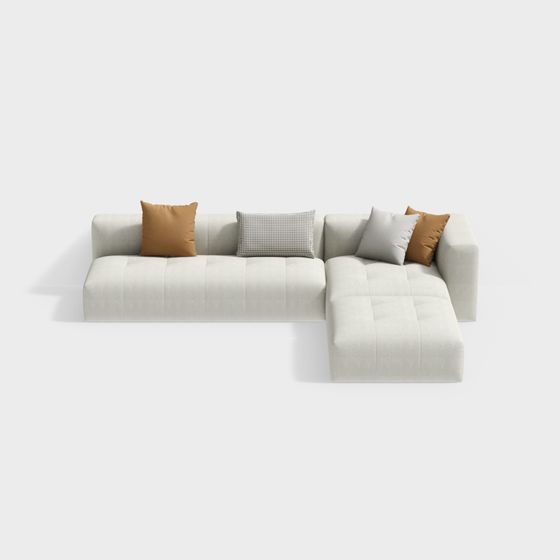 L-Shaped Ottoman Sofa 3D Model in Modern Design