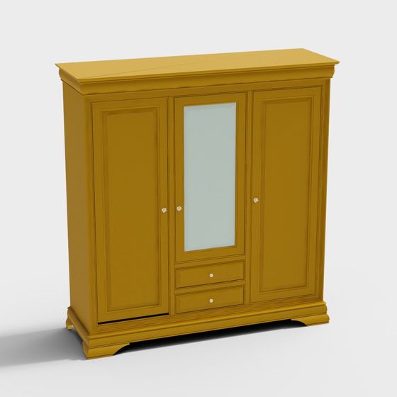 Elegant Low-Poly Wardrobe 3D model