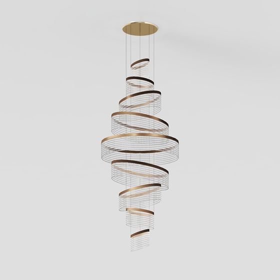 Elegant Spiral Crystal Chandelier 3D model