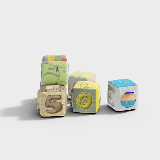 Colorful Fabric Blocks 3D Model