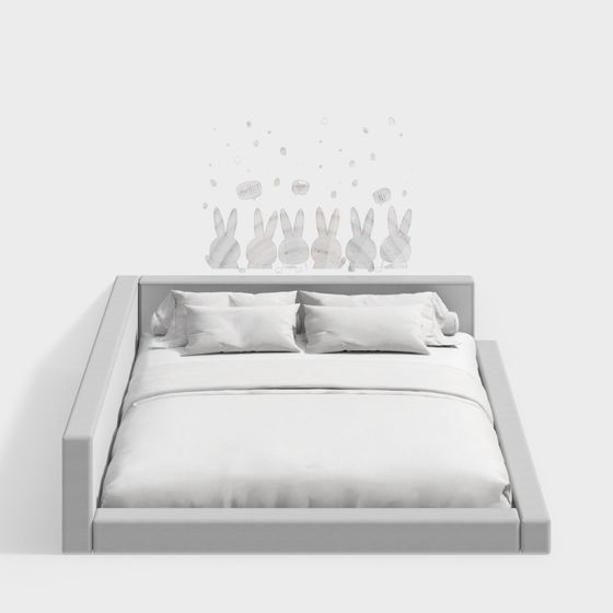 Elegant Low-Poly 3D Bed Model