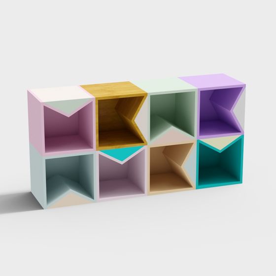Colorful Block Bookshelf 3D Model