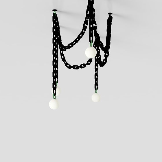 Industrial Chain Chandelier 3D model for Creative Spaces