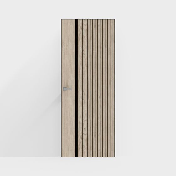 Wood Grain Sliding Door 3D model for Modern Interiors