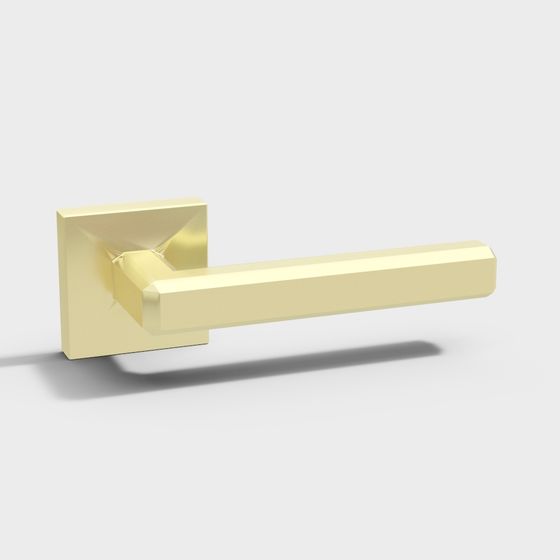 Low-Polygon Golden Door Handle 3D model