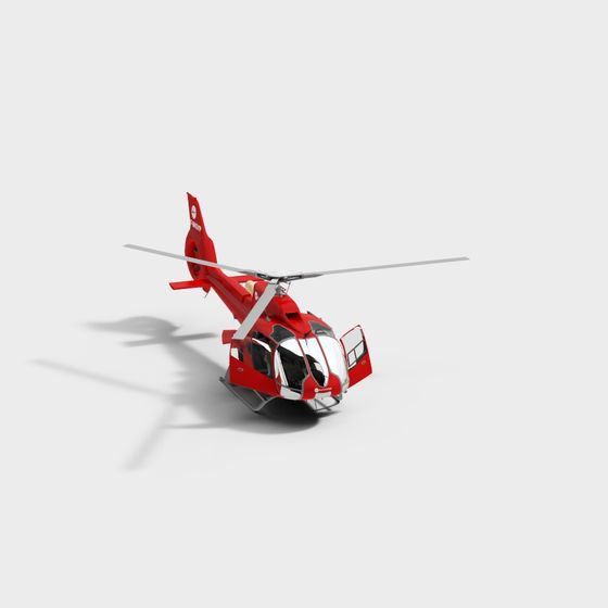 Futuristic Red and Silver Helicopter 3D model