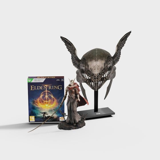 Elden Ring Inspired Skeleton Helmet and Character Statue 3D model