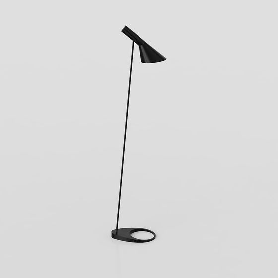 Minimalist Black Metal Floor Lamp 3D model