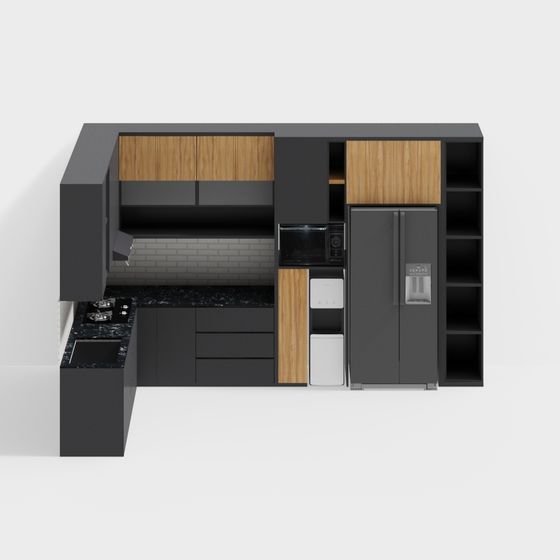 Sleek Low-Poly High-Detail Kitchen Design 3D Model