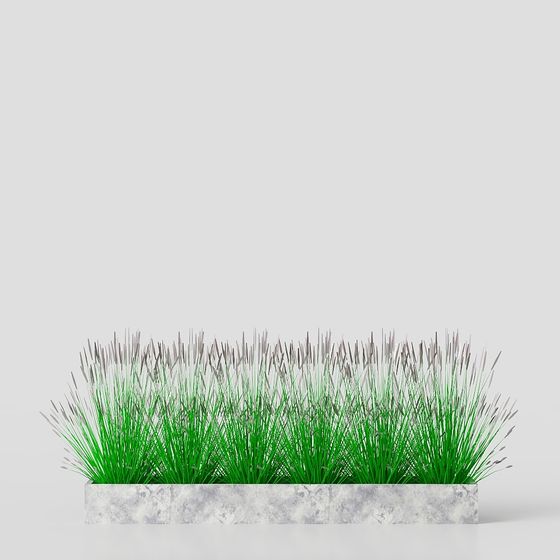 Vibrant Grass Flowerbed 3D Model