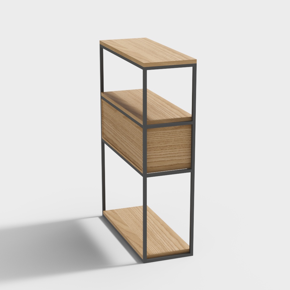 Industrial Style Low-Poly Bookshelf 3D model