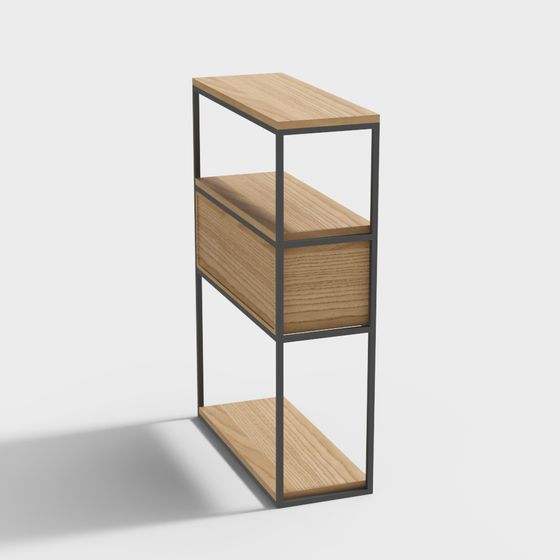 Industrial Style Low-Poly Bookshelf 3D model