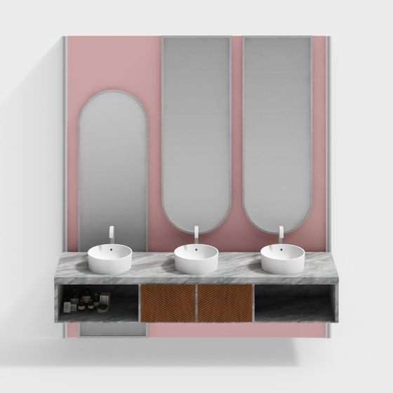 Stylish Minimalist Bathroom Vanity 3D model for Modern Interiors