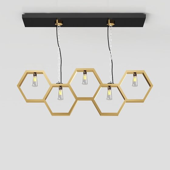 Unique Hexagonal Pendant Light 3D model for Modern Spaces
