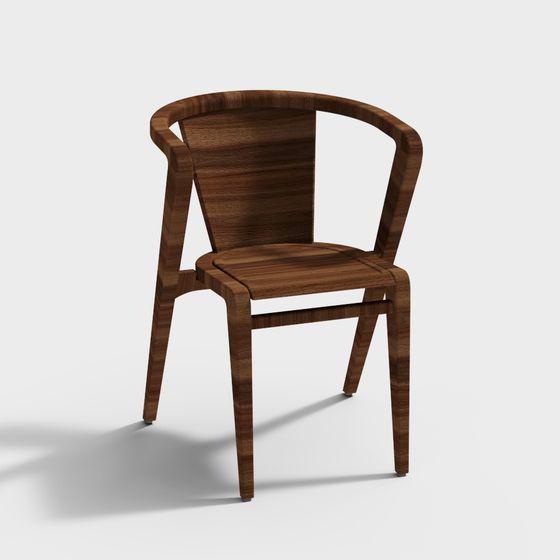 Chic Low-Poly Wooden Chair 3D model for Creative Spaces