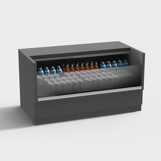 Stylish Low-Poly Bar Refrigerator 3D model