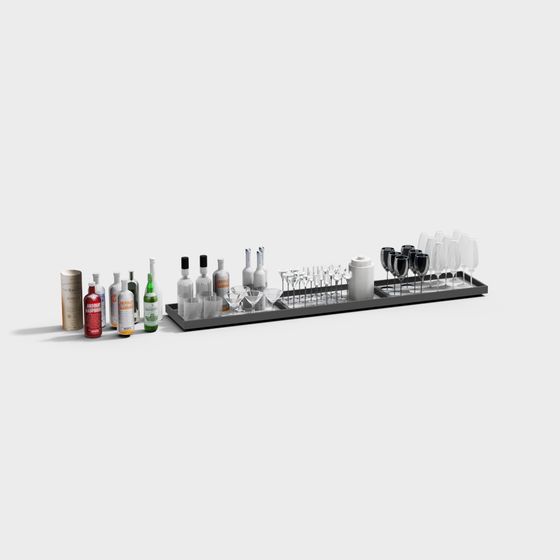 Low-Poly Bar Counter 3D Model Design
