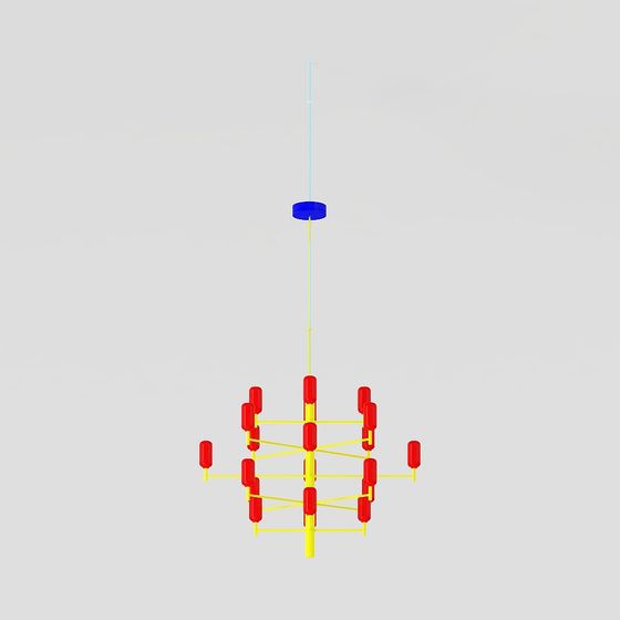 Vibrant Low-Polygon Chandelier 3D model