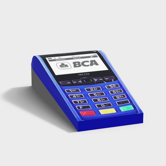 BCA Payment Terminal 3D Model – Realistic Blue Finish