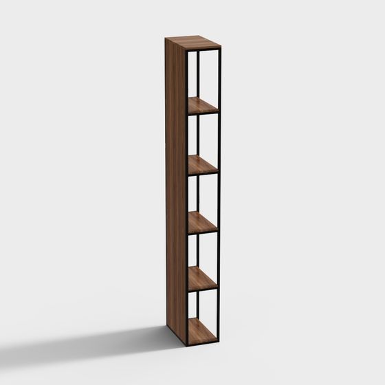 Elegant Low-Poly Bookshelf 3D Model