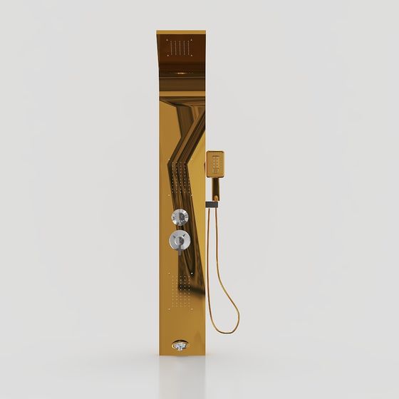 Elegant Golden Shower System 3D model for Modern Spaces