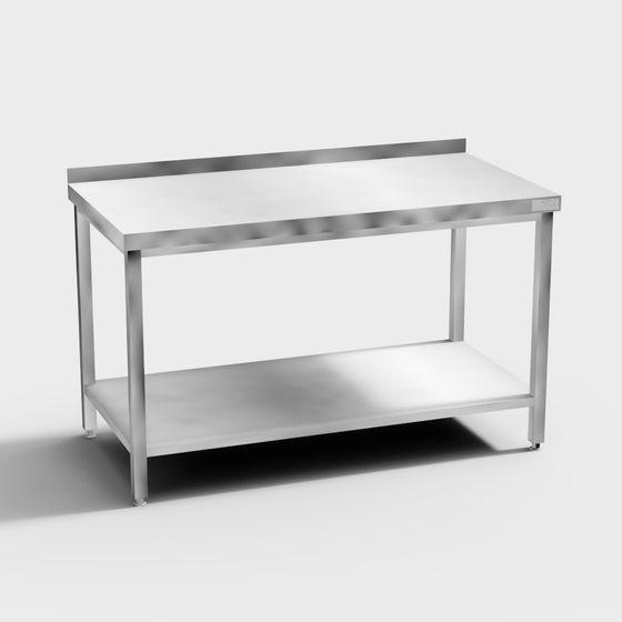 Sleek Stainless Steel Workbench 3D model