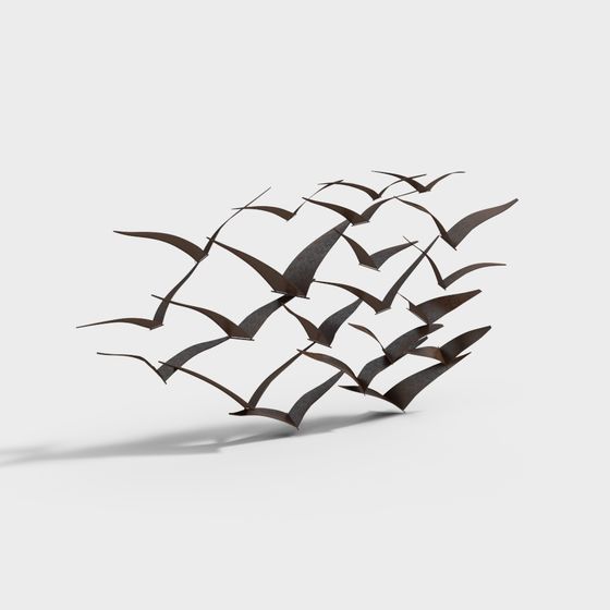 Soaring Flock of Birds 3D Model