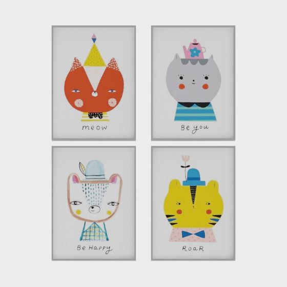 Charming Cat Quartet 3D model for Kids' Decor