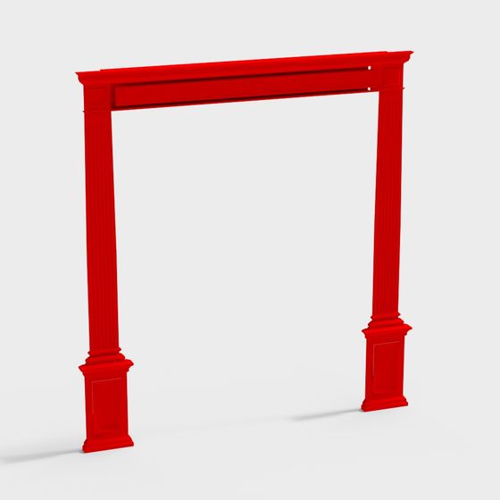 Classic Red Door Frame 3D Model