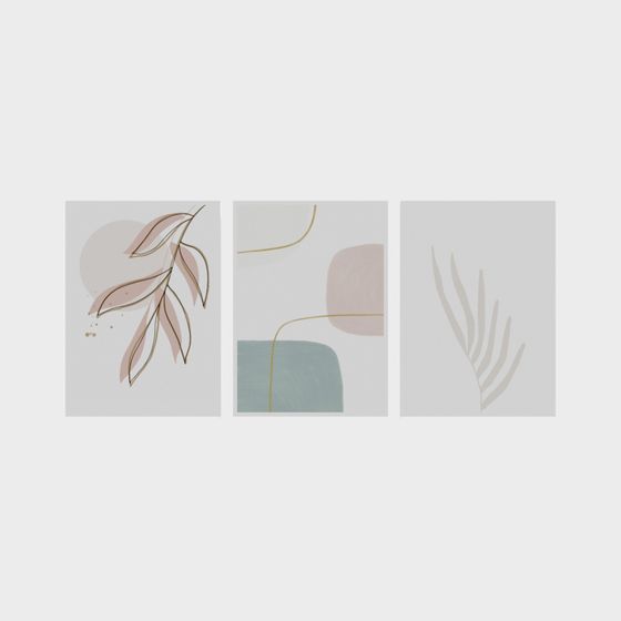 Abstract Art Triptych 3D model for Modern Spaces