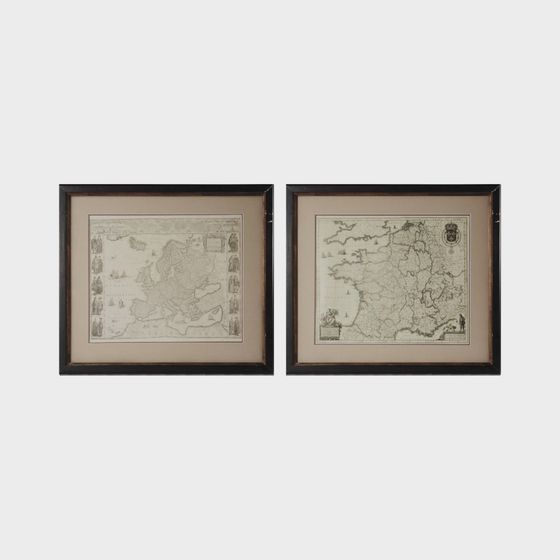 Vintage European Map Diptych 3D Model