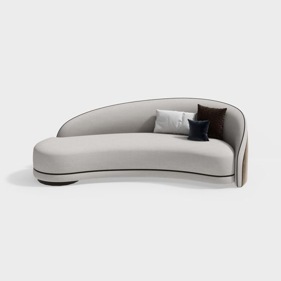 Elegant Curved Sofa 3D model for Modern Interiors