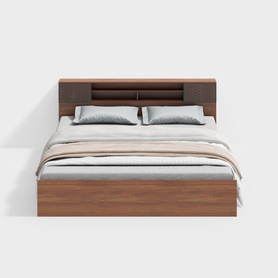 Elegant Low-Poly Bed Frame 3D model for Contemporary Spaces