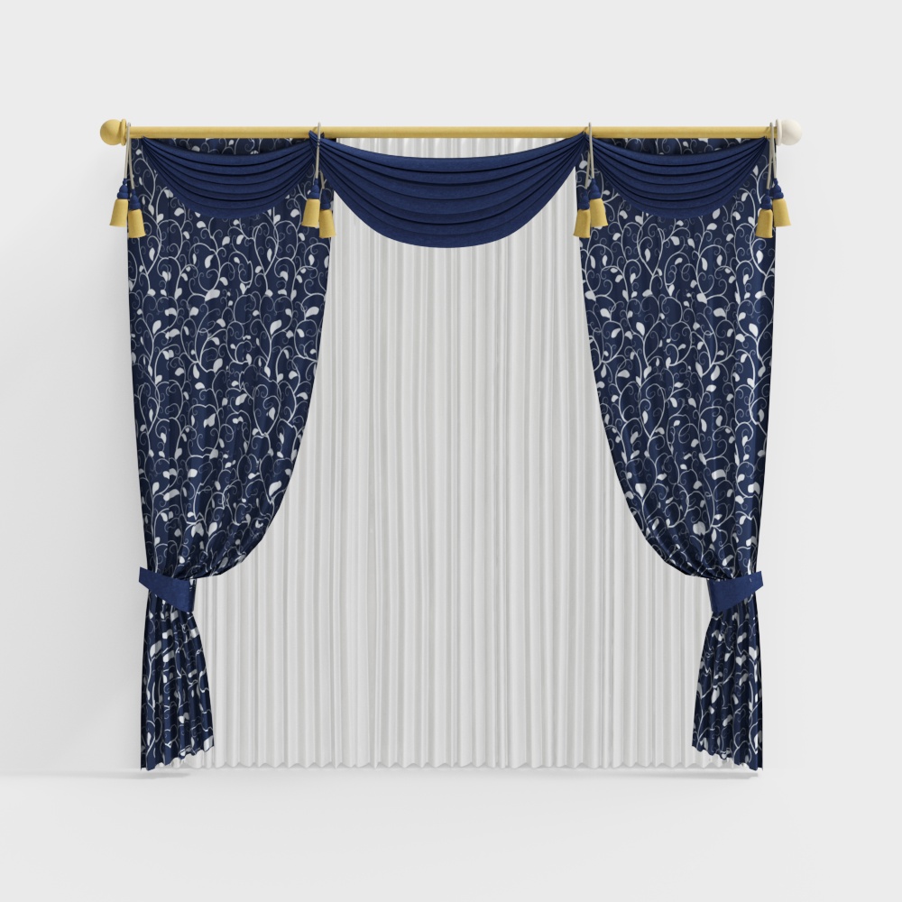 CLASSICAL+FLORAL+CURTAIN