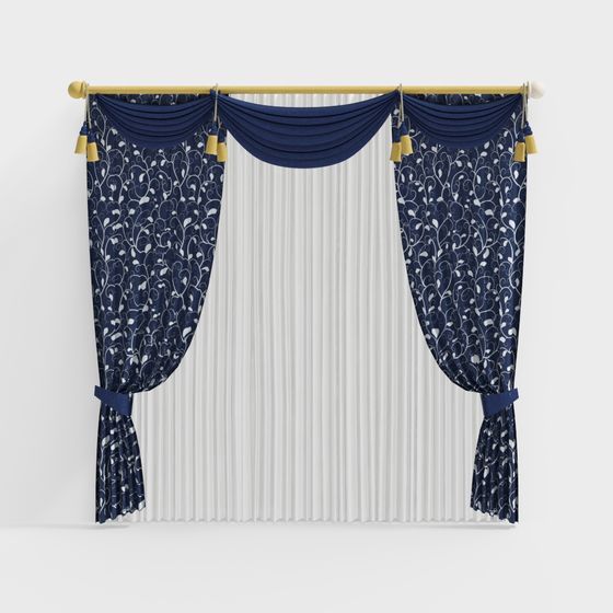 Elegant 3D Curtain Model for Interior Design