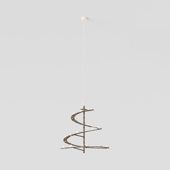Stylish Spiral Pendant Light 3D model for Modern Spaces