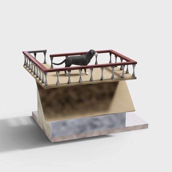 Balcony with Dog 3D model